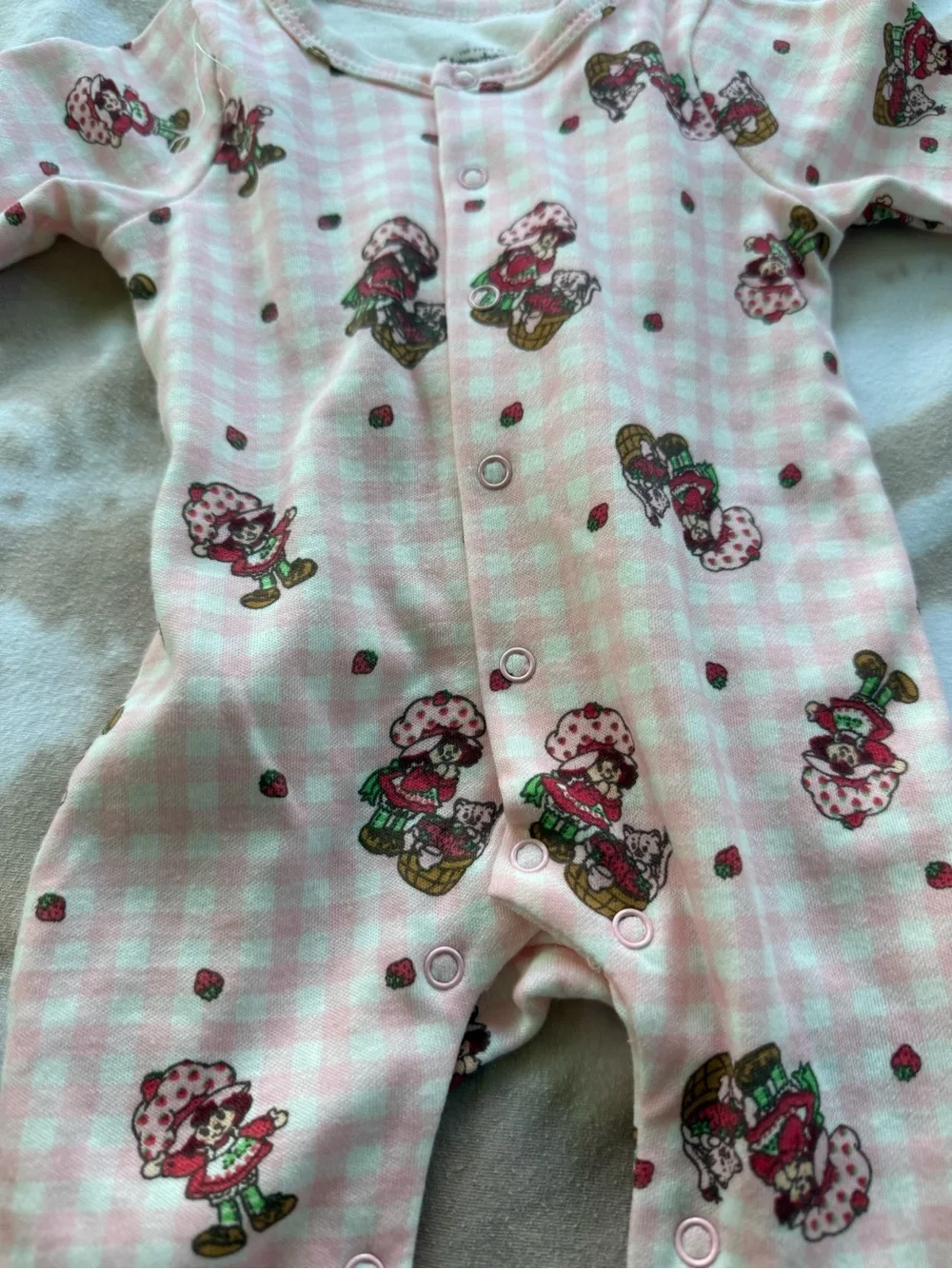 3M Strawberry Shortcake Print Baby One-Piece Footed Sleeper